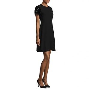 Kate spade New York size 8 black fringe shoulder cocktail party dress